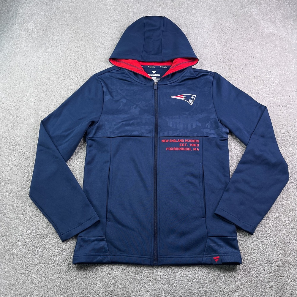 New England Patriots‎ Hoodie Mens Small Blue Fanatics Full Zip Camo NFL Logo
